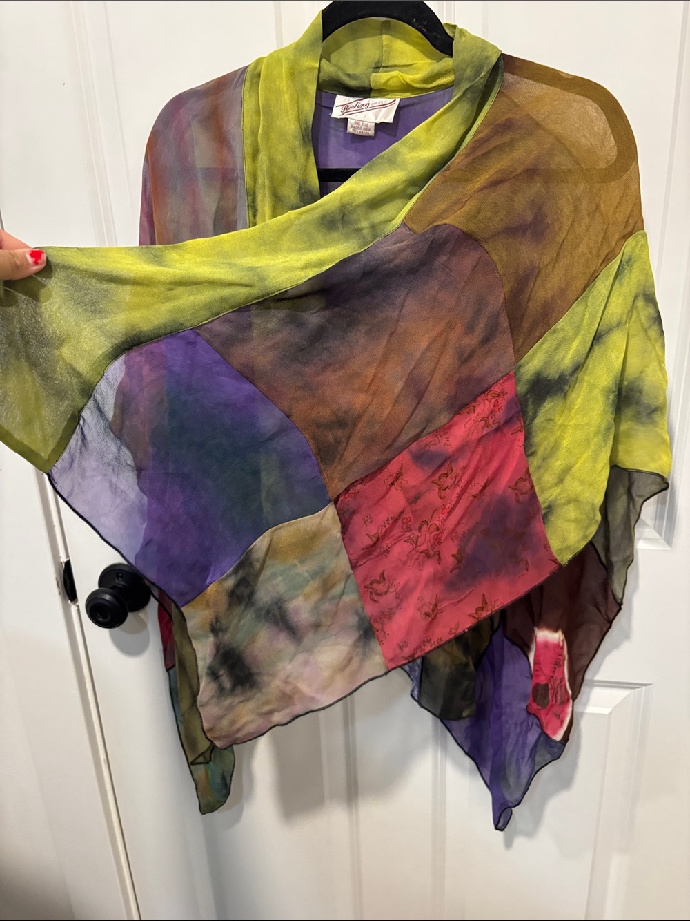 Sterling Styles Sheer Patchwork Kimono Cardigan Boho Festival Cover Up - Picture 8 of 8